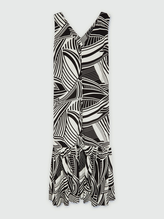 Long black and white print dress