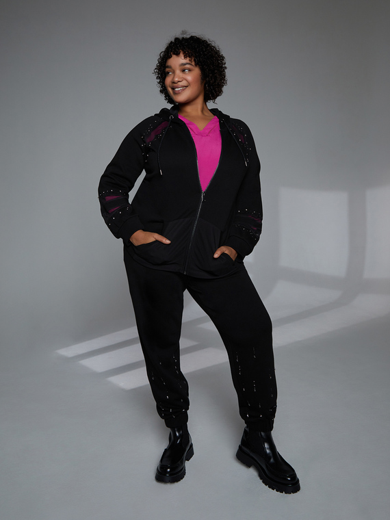 Joggers ricamati con strass