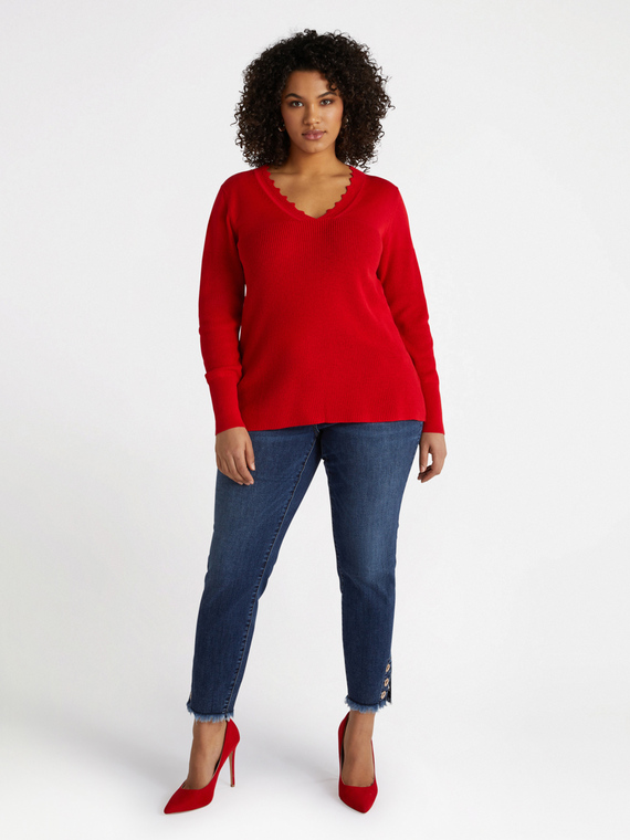Maglia in misto cotone con scollo a V