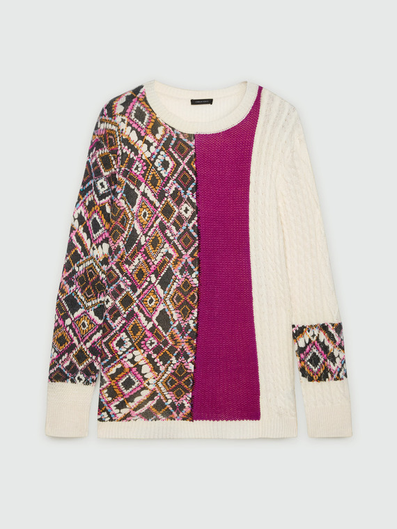 Sweater with multi-coloured pattern