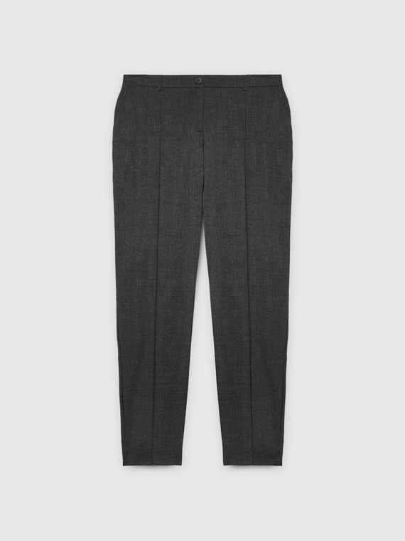 Mélange gray straight trousers