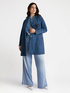 Trench in denim stretch con spilla image number 1