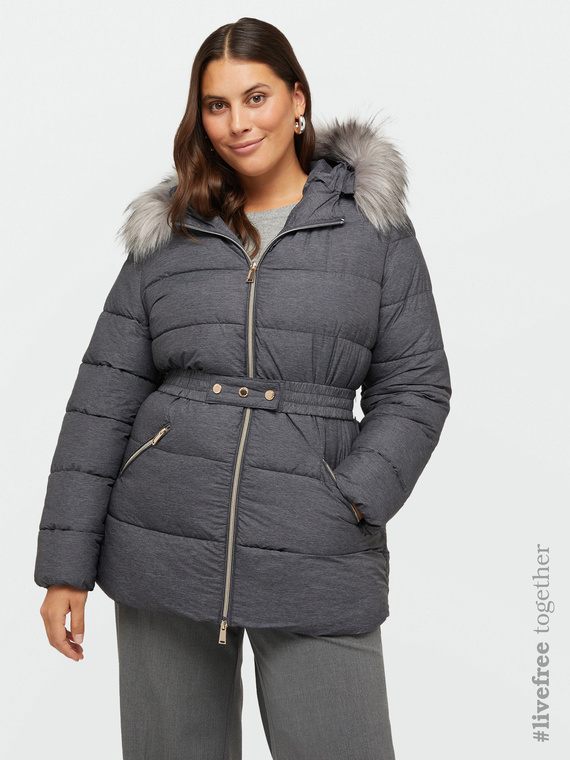 Belted down jacket with Sorona® Aura padding