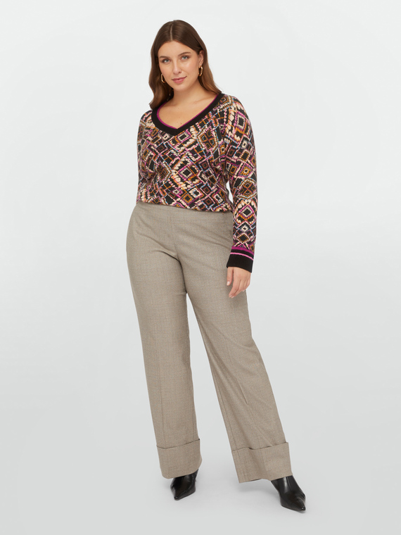 Pantaloni wide leg stampa checks