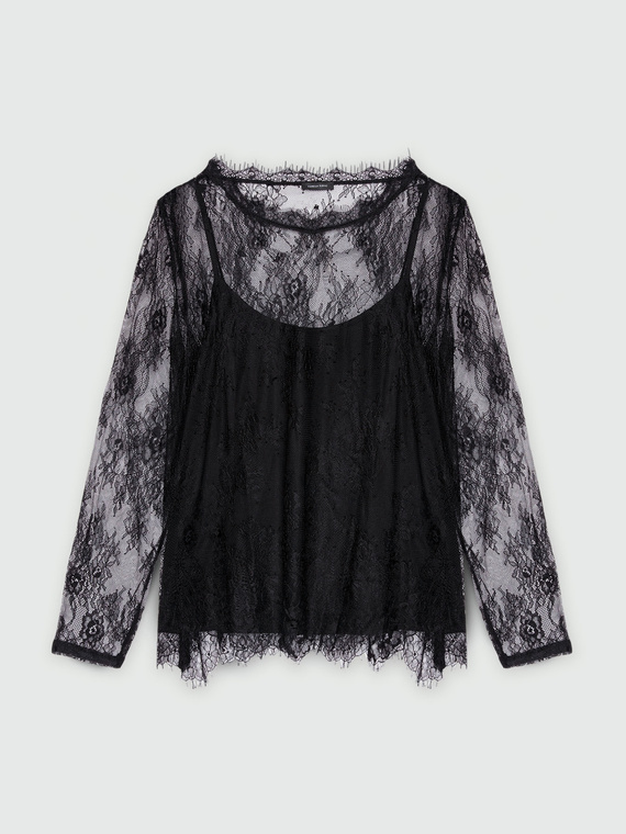 T-shirt in pizzo con top