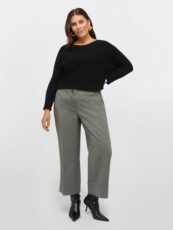 Pantaloni cropped fantasia spigata