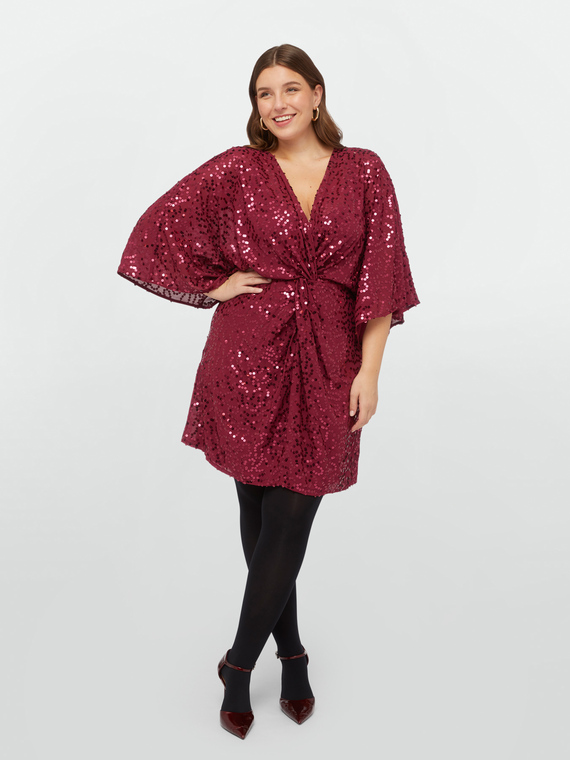 Vestito color burgundy paillettes all over