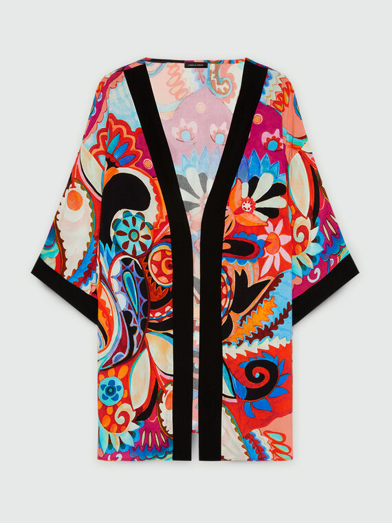 Mehrfarbiger Kimono mit LENZING™ ECOVERO™ Viskose
