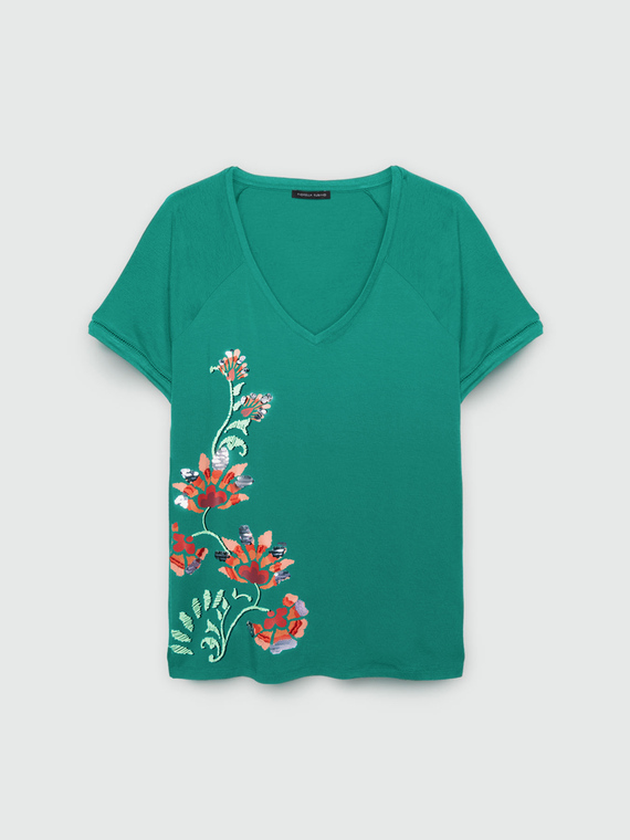 T-shirt avec broderie en viscose LENZING™ ECOVERO™