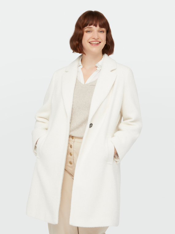 Cappotto morbido bianco con bottone