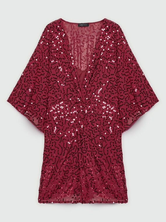 Vestito color burgundy paillettes all over