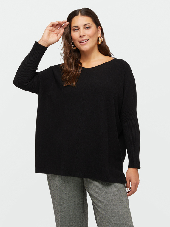 Oversize-Pullover mit gerippten Ärmeln