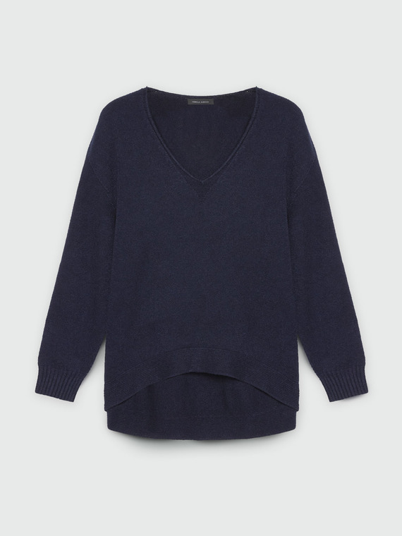 Pullover mit V-Ausschnitt und asymmetrischem Saum