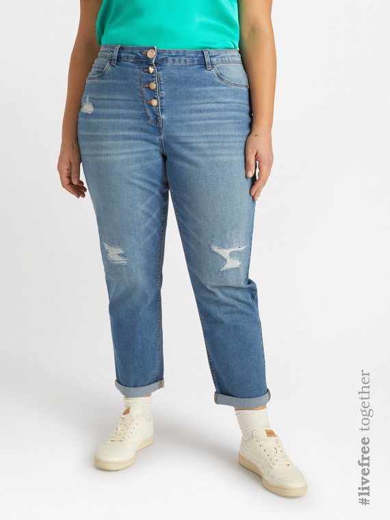 Jeans barrel con strappi