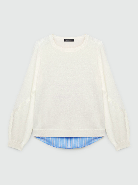 Sweater with striped fabric back