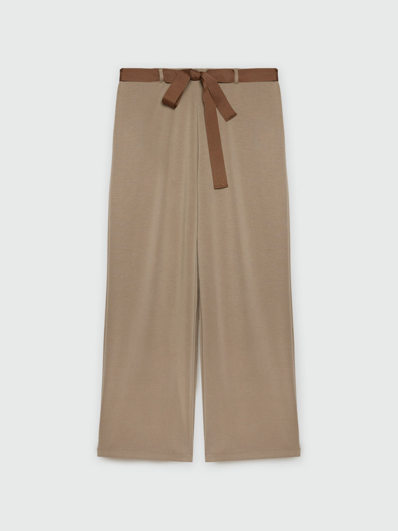 Cropped soft touch trousers with belt