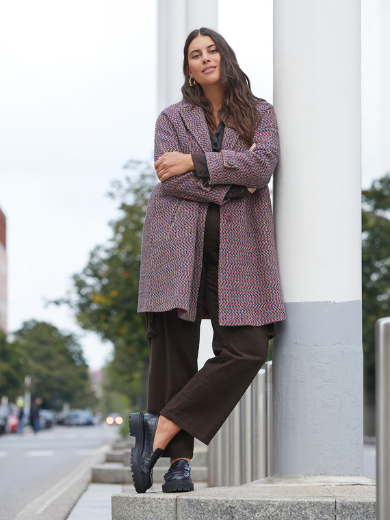 Multi-coloured jacquard coat