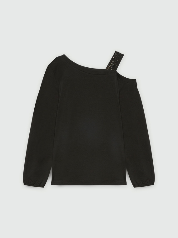 One-shoulder fleece top