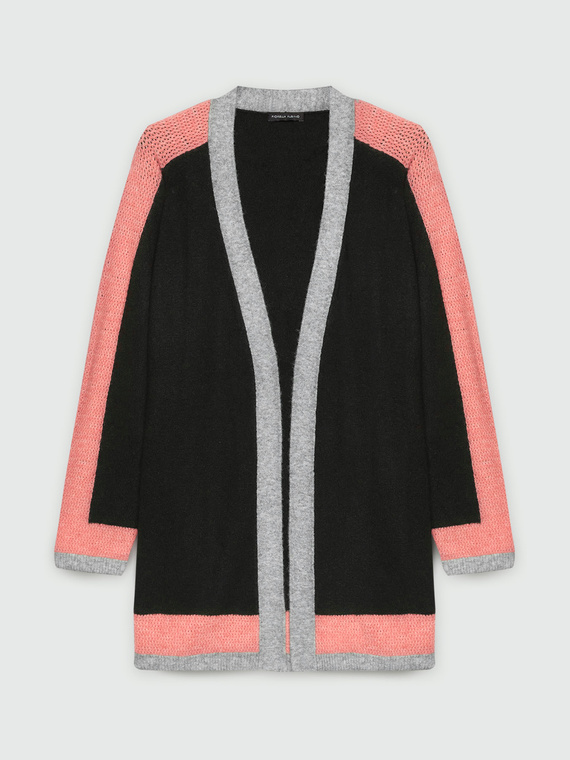 Cardigan con bordi colorati a contrasto