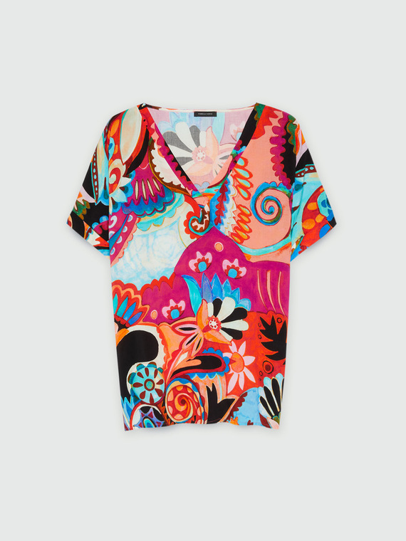 Blusa multicolor con viscosa LENZING™ ECOVERO™