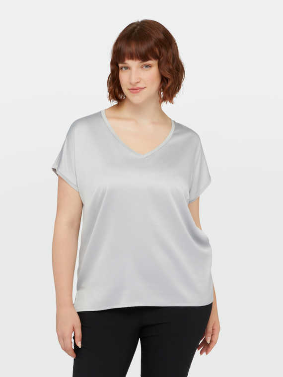 Satin and jersey T-shirt