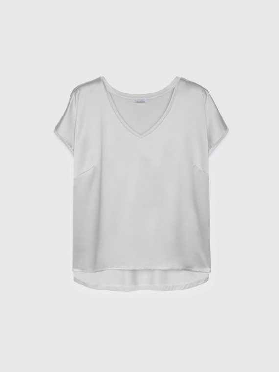 Satin and jersey T-shirt