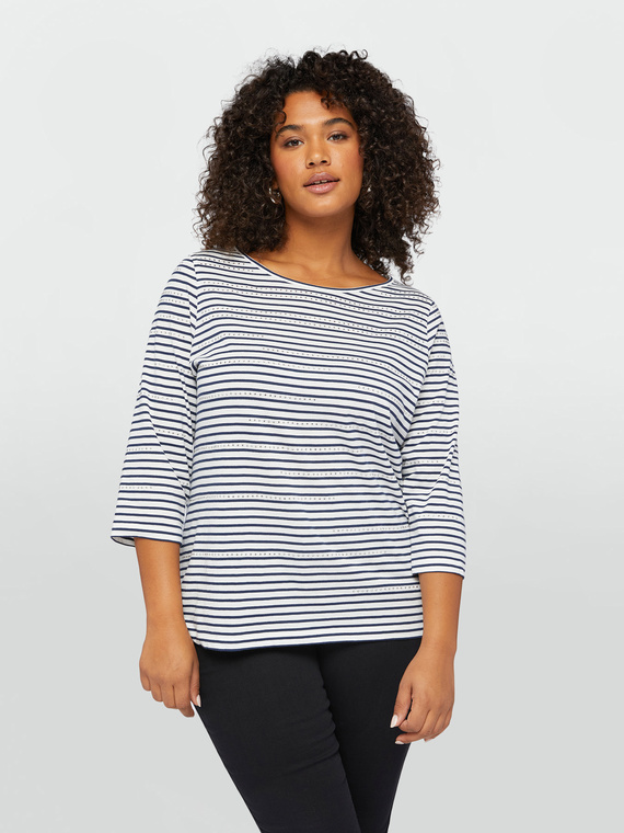 Striped T-shirt with rhinestones