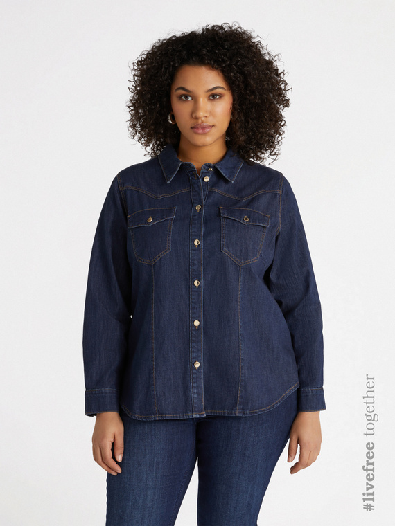 Camicia in denim lavaggio dark blue