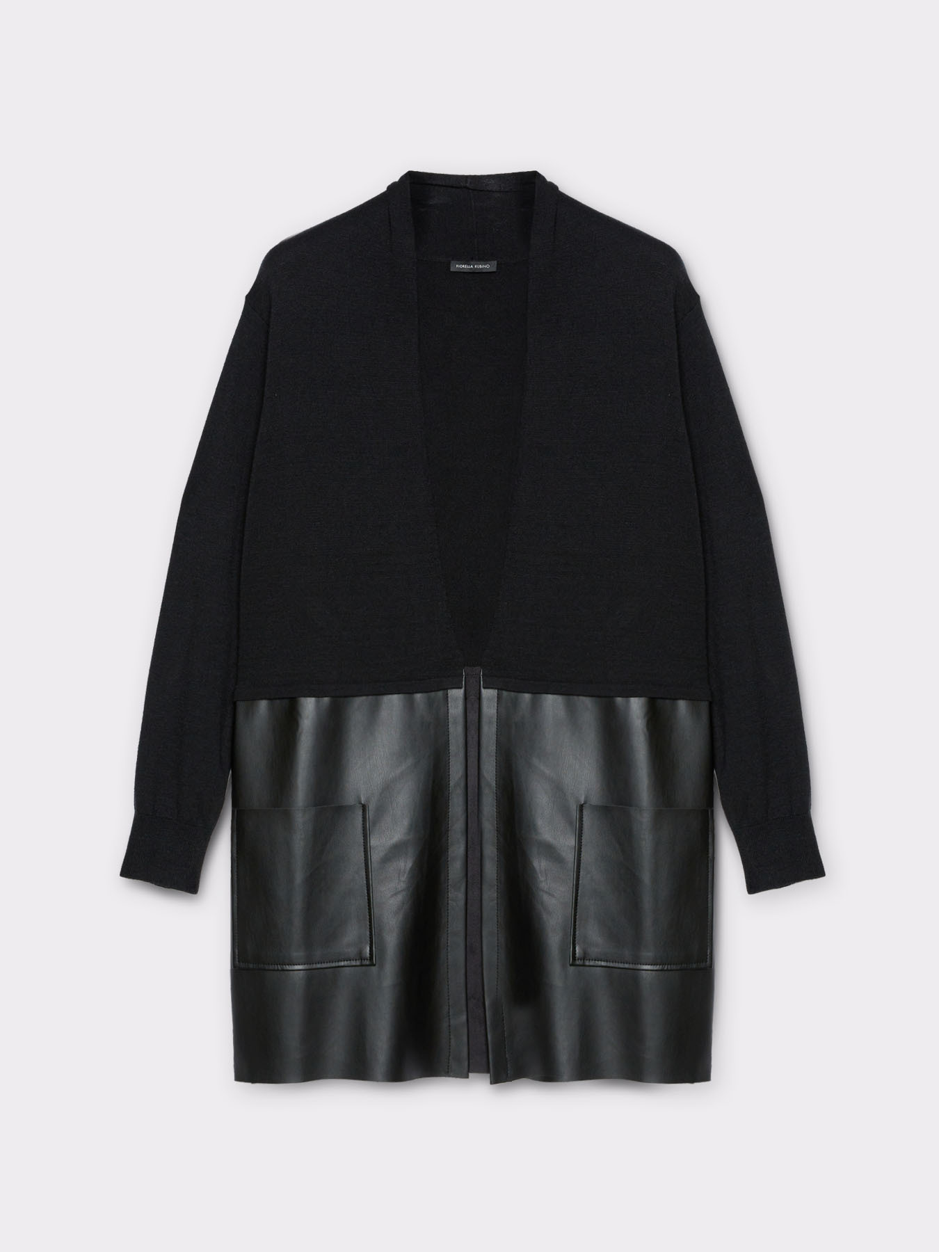 Faux leather cardigan hotsell