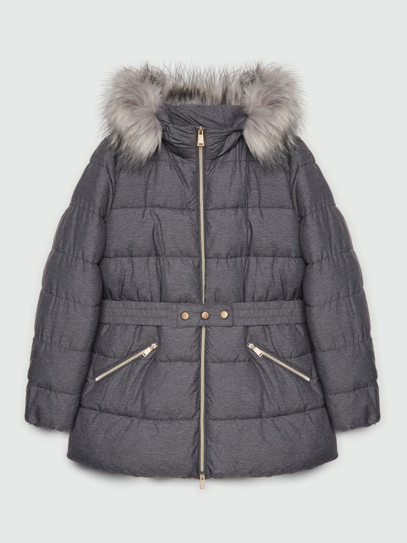 Belted down jacket with Sorona® Aura padding