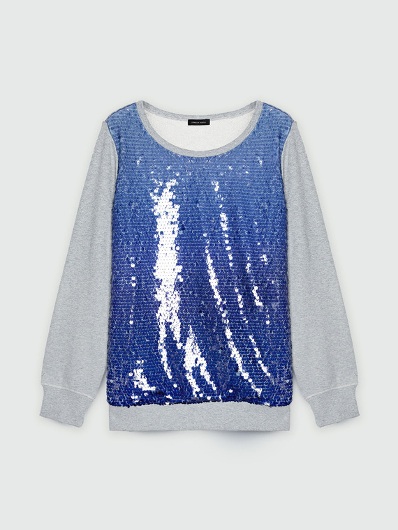 Sweatshirt with sequinned front