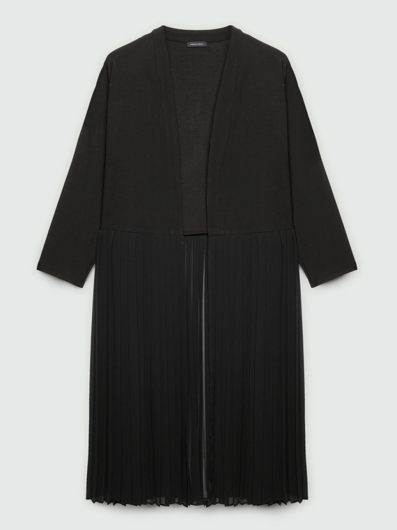 Long cardigan with pleated lower part