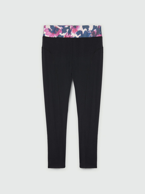 Leggings with printed trim on the waist