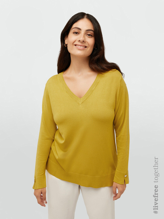 V-neck sweater in LENZING™ ECOVERO™ viscose