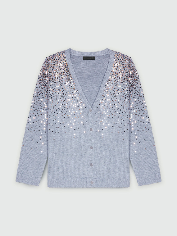 Cardigan con ricamo in paillettes