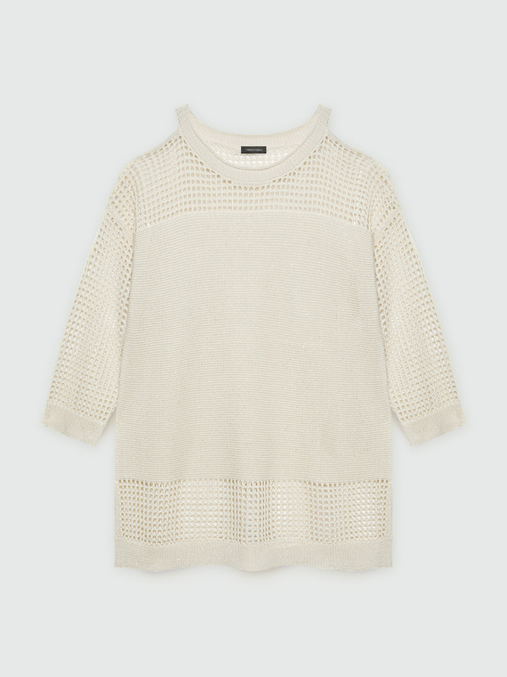 Openwork knitted sweater