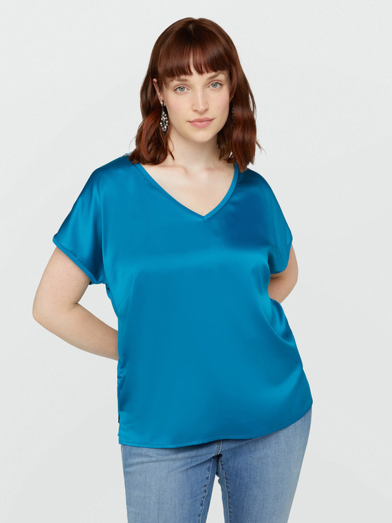 Satin and jersey T-shirt