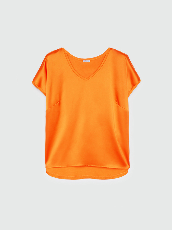 Satin and jersey T-shirt