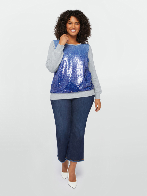 Sweatshirt with sequinned front