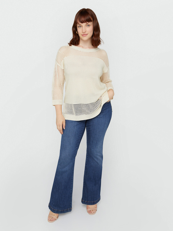 Openwork knitted sweater