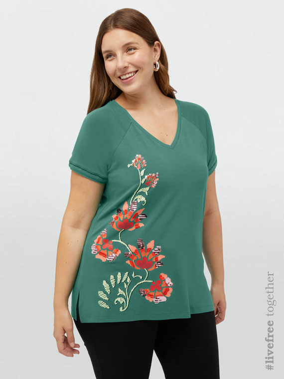 LENZING™ ECOVERO™ viscose T-shirt with embroidery