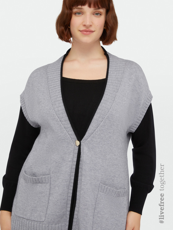 Zweifarbiger Cardigan aus LENZING™ ECOVERO™-Viskose