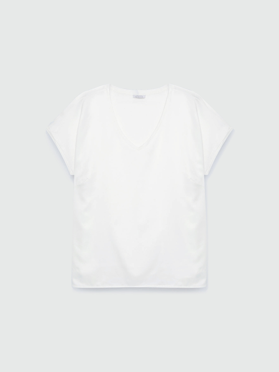 Satin and jersey T-shirt