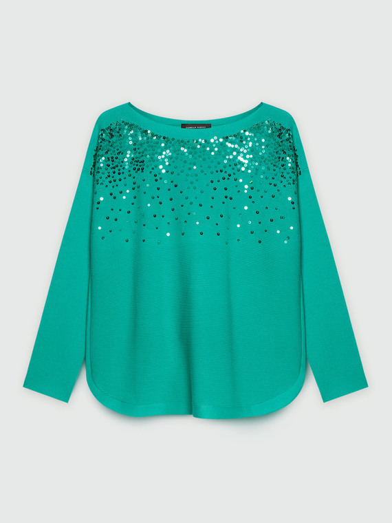 Felpa con paillettes effetto degradè