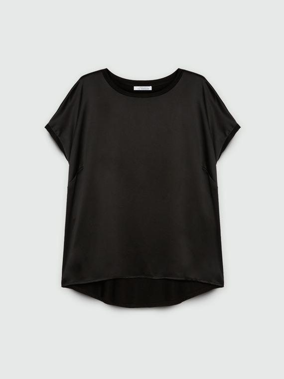 Blusa in raso e jersey