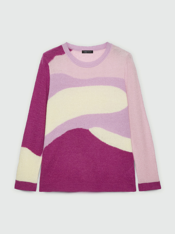 Sweater with wave inlays