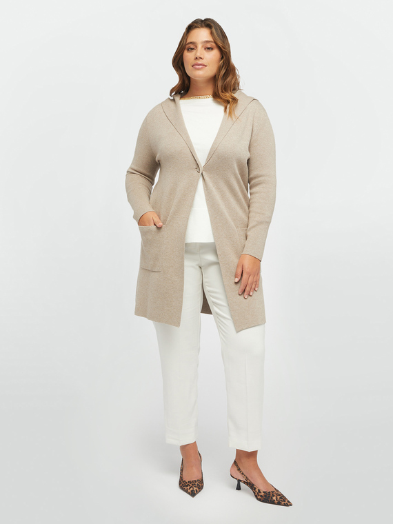 Langer Cardigan mit Kapuze