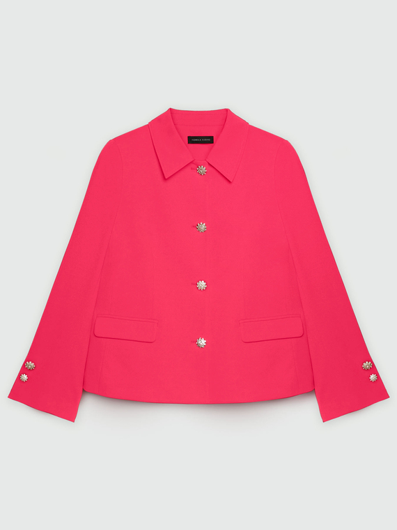 Blazer in tessuto stretch con bottoni gioiello