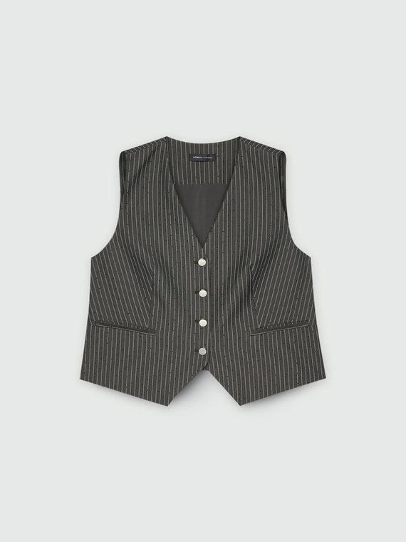 Gilet en tissu à fines rayures