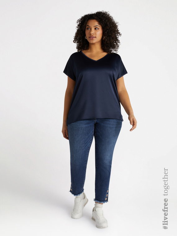 T-shirt in raso e jersey